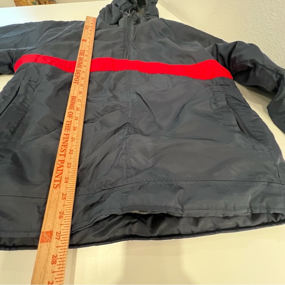 Vintage J Crew Men's Anorak Half Zip Hooded Jacket S Blue Red Fleece Interior - Picture 8 of 8